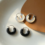 White Chalcedony Black Onyx 925 Sterling Silver Earrings - floysun