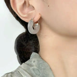 White Chalcedony Black Onyx 925 Sterling Silver Earrings - floysun