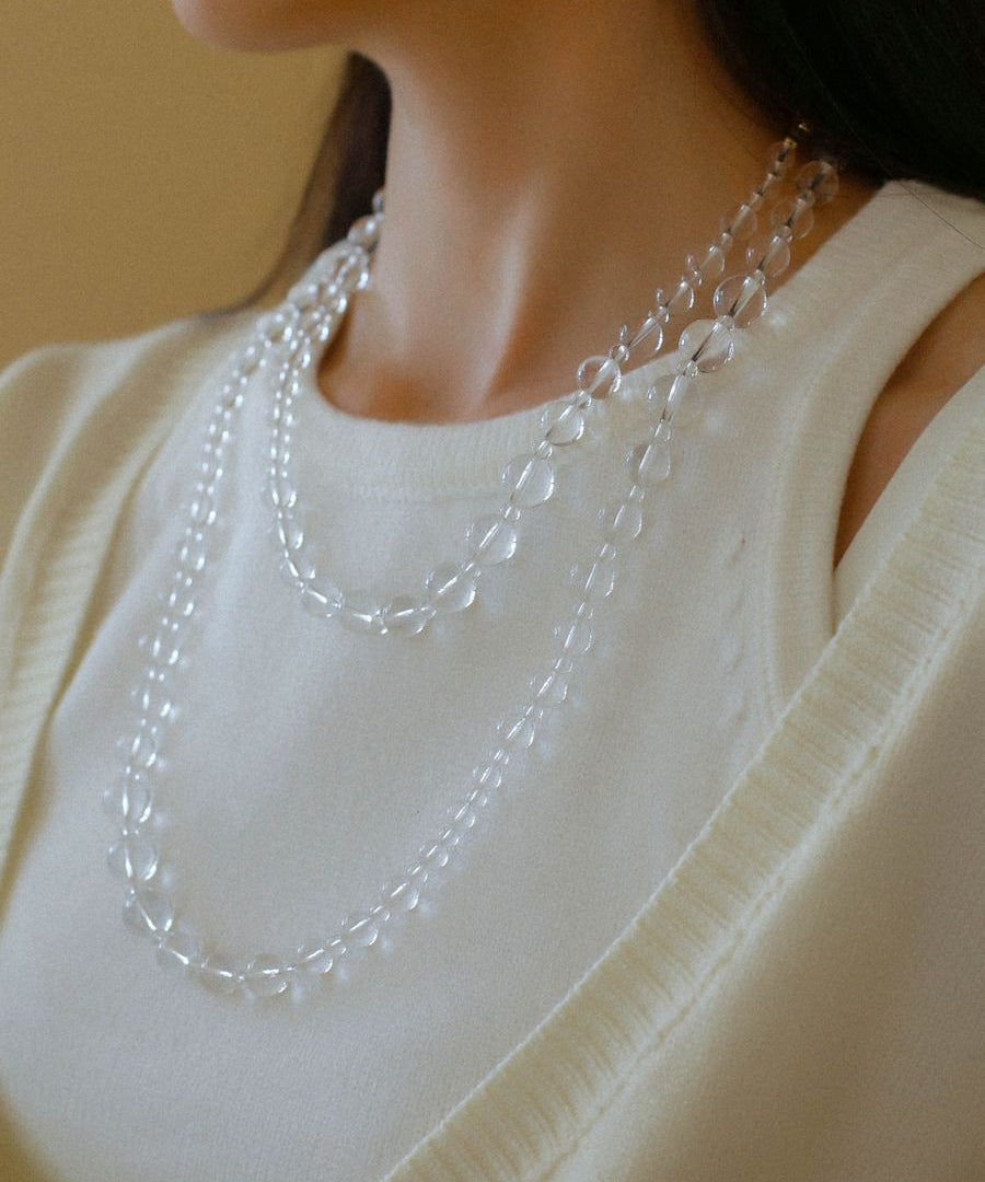 White Crystal Long Necklaces - floysun