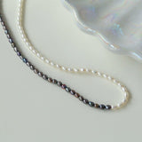 White Grey Pearl Splicing Necklace - floysun