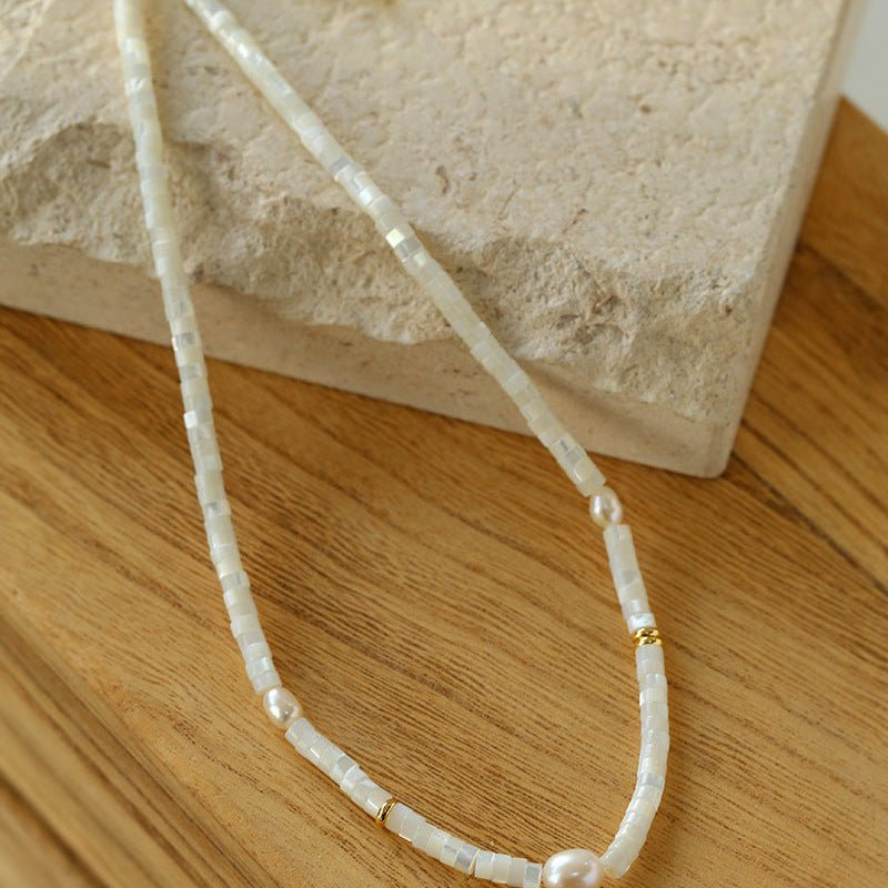 White Mother of Fritillary Pearl Necklace - floysun