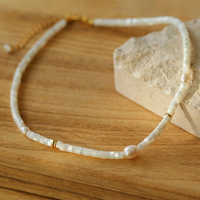 White Mother of Fritillary Pearl Necklace - floysun