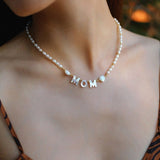 White Mother of Pearl Custom Name Pearl Necklace - floysun