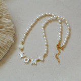 White Mother of Pearl Custom Name Pearl Necklace - floysun