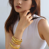 Wide Gold and Silver Striped Bracelet - floysun