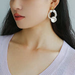 Woven Petal Baroque Earrings: Elegant Freshwater Pearls - floysun