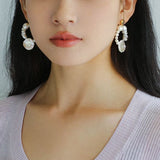 Woven Petal Baroque Earrings: Elegant Freshwater Pearls - floysun
