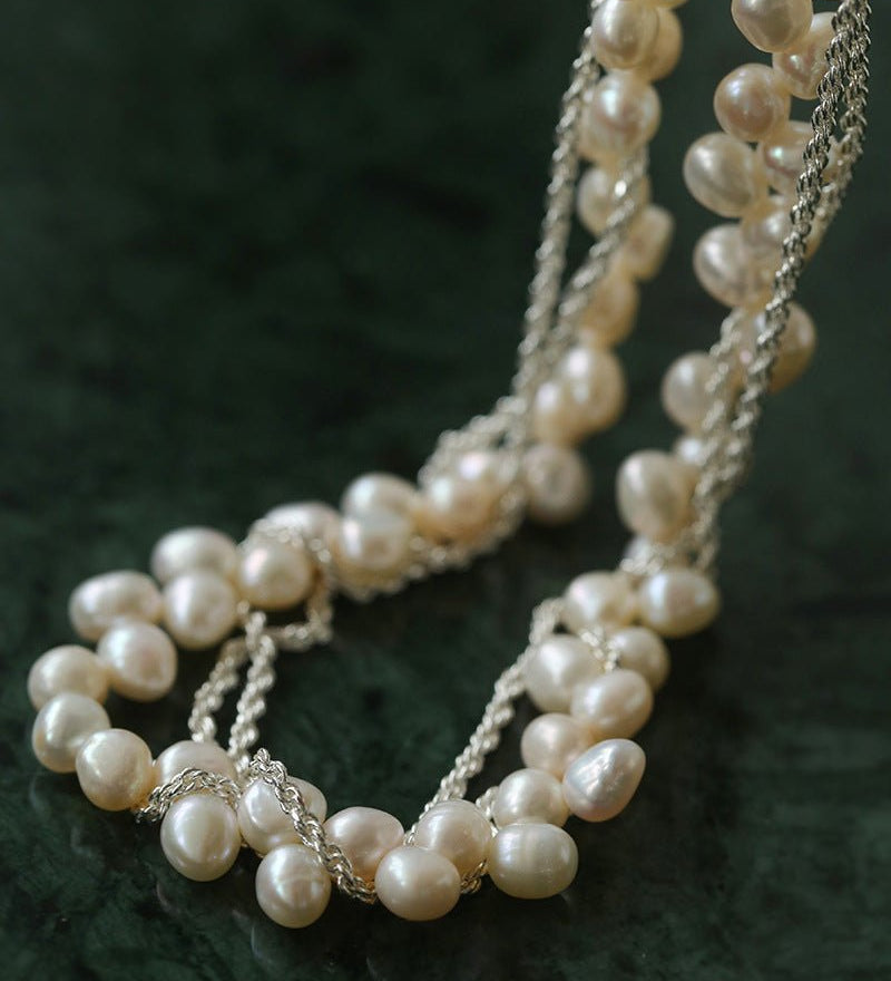 Wrapped Chain Wheat Ear Pearl Necklace - floysun