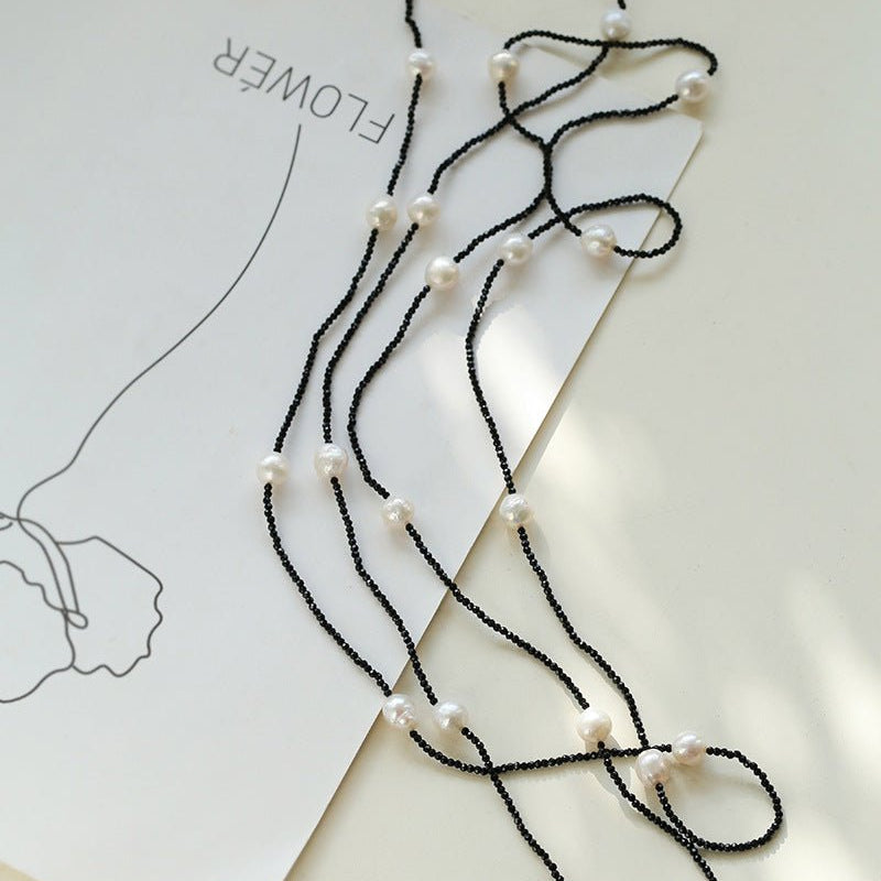 Wrinkled Baroque Black Spinel Long Necklaces - floysun