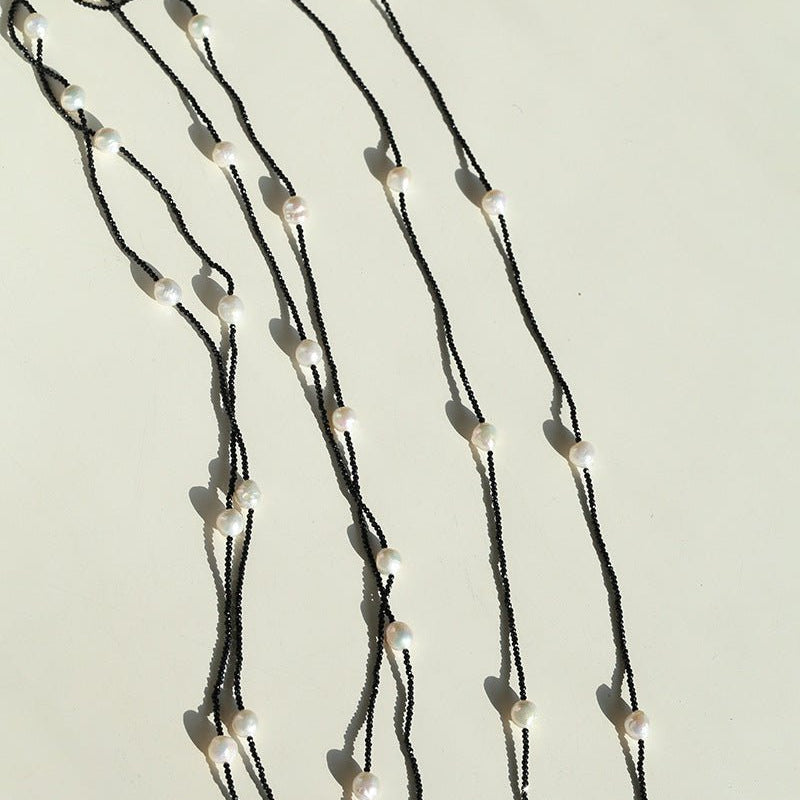 Wrinkled Baroque Black Spinel Long Necklaces - floysun